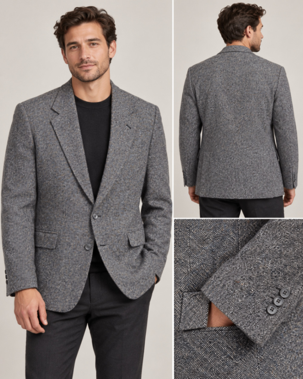 Enrico Cipriani Men’s 42R Gray Speckled Blazer Sport Coat 2 Button Lined Jacket